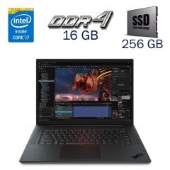 Робоча станція Lenovo ThinkPad P1 / 15.6" (1920x1080) IPS / Intel Core i7-8750H (6 (12) ядер по 2.2 - 4.1 GHz) / 16 GB DDR4 / 256 GB SSD / nVidia Quadro P1000, 4 GB GDDR5, 128-bit / WebCam