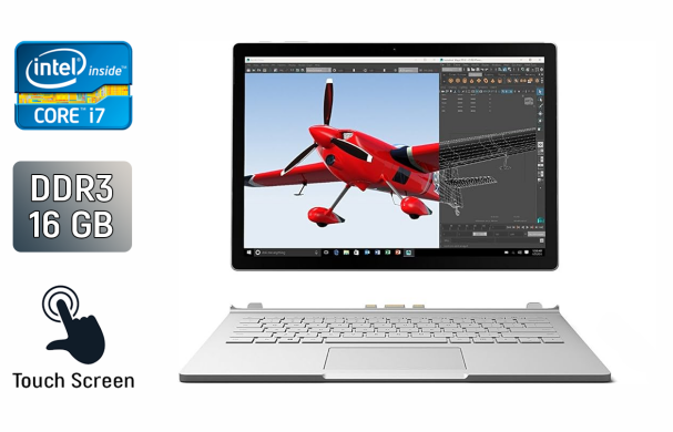 Ультрабук Б-клас Microsoft Surface Book / 13.5" (3000x2000) IPS Touch / Intel Core i7-6600U (2 (4) ядра по 2.6 - 3.4 GHz) / 16 GB DDR3 / 512 GB SSD / nVidia GeForce 940M, 1 GB GDDR5, 64-bit / WebCam / miniDP Ультрабук Б-клас Microsoft Surface Book / 13.5" (3000x2000) IPS Touch / Intel Core i7-6600U (2 (4) ядра по 2.6 - 3.4 GHz) / 16 GB DDR3 / 512 GB SSD / nVidia GeForce 940M, 1 GB GDDR5, 64-bit / WebCam / miniDP