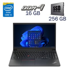 Ультрабук Lenovo ThinkPad E15 / 15.6" (1920x1080) TN / Intel Core i5-10210U (4 (8) ядра по 1.6 - 4.2 GHz) / 16 GB DDR4 / 256 GB SSD / Intel UHD Graphics for 10th Generation / WebCam + Бездротова мишка