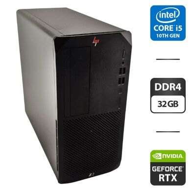 Робоча станція HP Workstation Z2 G5 Tower / Intel Core i5-10400F (6 (12) ядер по 2.9 - 4.3 GHz) / 32 GB DDR4 / 240 GB SSD M.2 + 1500 GB HDD / nVidia GeForce RTX 2060, 6 GB GDDR6, 192-bit