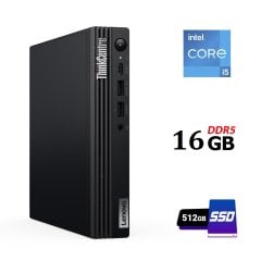 Неттоп Lenovo ThinkCentre M70q Gen 5 USFF / Intel Core i5-13400T (10 (16) ядер по 1.3 - 4.4 GHz) / 16 GB DDR5 / 512 GB SSD M.2 / Intel UHD Graphics 730 / USB 3.2 / Блок живлення в комплекті