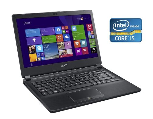 Ноутбук Б-класс Acer TravelMate P446-M / 14" (1920x1080) IPS / Intel Core i7-5500U (2 (4) ядра по 2.4 - 3.0 GHz) / 8 GB DDR3 / 256 GB SSD / Intel HD Graphics 5500 / WebCam / Win 10 Pro
