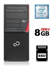 Комп'ютер Fujitsu Esprimo P756 E90+ Tower / Intel Core i3-6100 (2 (4) ядра по 3.7 GHz) / 8 GB DDR4 / 240 GB SSD / Intel HD Graphics 530 / 280W / DVD-ROM / DisplayPort