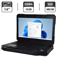 Защищенный ноутбук Б-класс Dell Latitude 5414 Rugged / 14" (1366x768) TN / Intel Core i5-6300U (2 (4) ядра по 2.4 - 3.0 GHz) / 16 GB DDR4 / 480 GB SSD / Intel HD Graphics 520 / WebCam / Windows 11 Pro