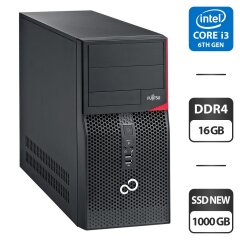Компьютер Fujitsu Esprimo P556 E85+ Tower / Intel Core i3-6100 (2 (4) ядра по 3.7 GHz) / 16 GB DDR4 / 1000 GB SSD / Intel HD Graphics 530 / DVI / Windows 11 Pro