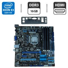Комплект: Материнская плата Asus P8H67-M / Intel Xeon E3-1275 v2 (4 (8) ядра по 3.5 - 3.9 GHz) / 16 GB DDR3 / Socket LGA 1155 / Задняя заглушка