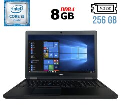 Ноутбук Б-клас Dell Latitude 5580 / 15.6" (1920x1080) IPS / Intel Core i5-6300U (2 (4) ядра по 2.4 - 3.0 GHz) / 8 GB DDR4 / 256 GB SSD M.2 / Intel HD Graphics 520 / WebCam / USB 3.1 / HDMI / Windows 10 ліцензія
