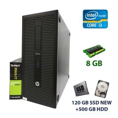 HP EliteDesk 800 G1 Tower / Intel Core i3-4130 (2 (4) ядра по 3.4 GHz) / 8 GB DDR3 / 120 GB SSD NEW+500 GB HDD / nVidia GeForce GTX 1050 Ti, 4 GB GDDR5, 128-bit NEW / USB 3.0