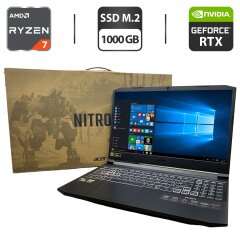 Ігровий ноутбук Б-клас Acer Nitro 5 AN515-45 / 15.6" (1920x1080) IPS / AMD Ryzen 7 5800H (8 (16) ядра по 3.2 - 4.4 GHz) / 16 GB DDR4 / 1000 GB SSD M.2 / nVidia GeForce RTX 3070, 8 GB GDDR6, 256-bit / WebCam