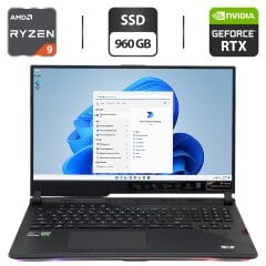 Ігровий ноутбук Б-клас Asus ROG Strix 17 G733QSA-XB99 / 17.3" (1920x1080) IPS / AMD Ryzen 9 5900HX (8 (16) ядер по 3.3 - 4.6 GHz) / 16 GB DDR4 / 960 GB SSD / nVidia GeForce RTX 3080, 8 GB GDDR6, 256-bit