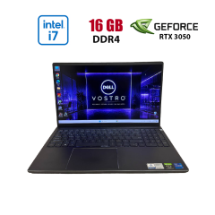 Игровой ноутбук Б-класс Dell Vostro 7510 / 15.6" (1920x1080) IPS / Intel Core i7-11800H (8 (16) ядер по 2.3 - 4.6 GHz) / 16 GB DDR4 / 512 GB SSD / nVidia GeForce RTX 3050 Ti, 4 GB GDDR6, 128-bit / WebCam