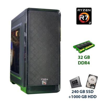 Ігровий ПК Vinga Tower / AMD Ryzen 7 2700X (8 (16) ядра по 3.7 - 4.3 GHz) / 32 GB DDR4 / 240 GB SSD +1000 HDD / AMD Radeon RX 5500 XT, 4 GB GDDR6, 128-bit Ігровий ПК Vinga Tower / AMD Ryzen 7 2700X (8 (16) ядра по 3.7 - 4.3 GHz) / 32 GB DDR4 / 240 GB SSD +1000 HDD / AMD Radeon RX 5500 XT, 4 GB GDDR6, 128-bit