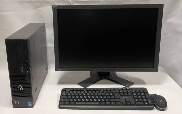 Комплект ПК: Fujitsu Esprimo E700 E90 SFF / Intel Core i5-2400 (4 ядра по 3.1 - 3.4 GHz) / 8 GB DDR3 / 500 GB HDD / Intel HD Graphics 2000 + Монітор Eizo FlexScan S2402W / 24" (1920x1200) TN + Клавіатура, мишка, кабелі підключення