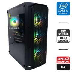 Комп'ютер 1stPlayer FireBase XF Tower / Intel Core i7-4790 (4 (8) ядра по 3.6 - 4.0 GHz) / 16 GB DDR3 / 512 GB SSD + 500 GB HDD / AMD Radeon RX 580, 8 GB GDDR5, 256-bit / 550W