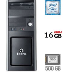 Компьютер Б-класс Terra PC-business 7000 Silent+ Greenline 1009596 Tower / Intel Core i7-7700 (4 (8) ядра по 3.6 - 4.2 GHz) / 16 GB DDR4 / 500 GB SSD / Intel HD Graphics 630 / 650W / DVD-RW / DisplayPort
