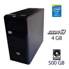 Комп'ютер Cooler Master Tower / Intel Core i5-3550 (4 ядра по 3.3 - 3.7 GHz) / 4 GB DDR3 / 500 GB HDD