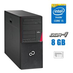 Компьютер Fujitsu Esprimo P756 E90+ Tower / Intel Core i5-6500 (4 ядра по 3.2 - 3.6 GHz) / 8 GB DDR4 / 256 GB SSD M.2 / Intel HD Graphics 530 / DisplayPort / DVI