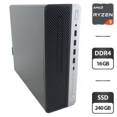 Компьютер HP EliteDesk 705 G4 SFF / AMD Ryzen 5 Pro 2400G (4 (8) ядра по 3.6 - 3.9 GHz) / 16 GB DDR4 / 240 GB SSD / AMD Radeon RX Vega 11