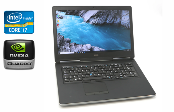 Мобільна робоча станція Dell Precision 7720 / 17.3" (1920x1080) IPS / Intel Core i7-7820HQ (4 (8) ядра по 2.9 - 3.9 GHz) / 64 GB DDR4 / 1000 GB SSD + 2000 GB HDD / nVidia Quadro P5000, 16 GB GDDR5X, 256-bit / WebCam / Windows 10