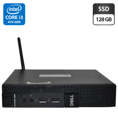 Неттоп Dell Optiplex 3020M USFF / Intel Core i3-4160T (2 (4) ядра по 3.1 GHz) / 8 GB DDR3 / 128 GB SSD / Intel HD Graphics 4400 / Wi-Fi / Windows 11 Pro / Блок живлення