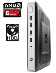 Неттоп HP t630 Thin Client / AMD G-Series GX-420GI (4 ядра по 2.0 - 2.2 GHz) / 4 GB DDR4 / 500 GB HDD / AMD Radeon R7E / USB 3.0 / DisplayPort