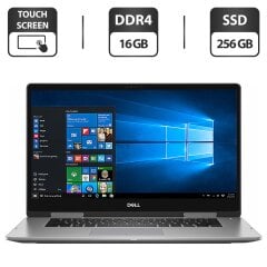 Ноутбук-трансформер Б-класс Dell Inspiron 15 7573 2-in-1 / 15.6" (1920x1080) IPS Touch / Intel Core i5-8250U (4 (8) ядра по 1.6 - 3.4 GHz) / 16 GB DDR4 / 256 GB SSD / Intel UHD Graphics 620 / WebCam
