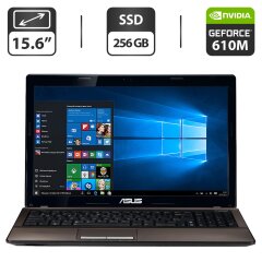Ноутбук Asus K53S / 15.6" (1366x768) TN / Intel Core i5-2450M (2 (4) ядра по 2.5 - 3.1 GHz) / 8 GB DDR3 / 256 GB SSD / nVidia GeForce 610M, 2 GB GDDR3, 64-bit / WebCam / VGA