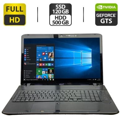 Ноутбук Б-класс Acer Aspire 8940G / 18.4" (1920x1080) TN / Intel Core i7-720QM (4 (8) ядра по 1.6 - 2.8 GHz) / 8 GB DDR3 / 120 GB SSD + 500 GB HDD / nVidia GeForce GTS 250M, 1 GB GDDR3, 128-bit / WebCam / DVD-ROM