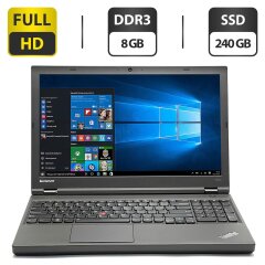 Ноутбук Б-клас Lenovo ThinkPad T540p / 15.6" (1920x1080) TN / Intel Core i5-4300M (2 (4) ядра по 2.6 - 3.3 GHz) / 8 GB DDR3 / 240 GB SSD / Intel HD Graphics 4600 / WebCam