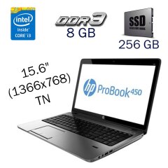 Ноутбук HP ProBook 450 G1 / 15.6" (1366x768) TN / Intel Core i3-4000M (2 (4) ядра по 2.4 GHz) / 8 GB DDR3 / 256 GB SSD / Intel HD Graphics 4600 / WebCam