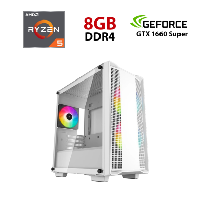 Новий ігровий ПК Ice C360 WH ARGB Tower / AMD Ryzen 5 5500 (6 (12) ядер по 3.6 - 4.2 GHz) / 8 GB DDR4 / 512 GB SSD / nVidia GeForce GTX 1660 Super, 6 GB GDDR6, 192-bit