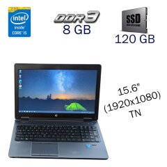 Робоча станція HP ZBook 15 G1 / 15.6" (1920x1080) TN / Intel Core i5-4200M (2 (4) ядра по 2.5 - 3.1 GHz) / 8 GB DDR3 / 120 GB SSD / nVidia Quadro K610M, 1 GB GDDR5, 64-bit / WebCam