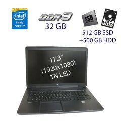 Рабочая станция HP zBook 17 G2 / 17.3" (1920x1080) TN LED / Intel Core i7-4940MX (4 (8) ядра по 3.1 - 4.0 GHz) / 32 GB DDR3 / 512 GB SSD+500 GB HDD / nVidia Quadro K4100M, 4 GB GDDR5, 256-bit / WebCam / USB 3.0