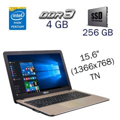 Ультрабук Asus X540S / 15.6" (1366x768) TN / Intel Pentium N3700 (4 ядра по 1.6 - 2.4 GHz) / 4 GB DDR3 / 256 GB SSD / nVidia GeForce 810M, 1 GB DDR3, 64-bit / WebCam