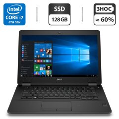 Ультрабук Б-клас Dell Latitude E7470 / 14" (1366x768) TN / Intel Core i7-6600U (2 (4) ядра по 2.6 - 3.4 GHz) / 8 GB DDR4 / 128 GB SSD / Intel HD Graphics 520 / WebCam / HDMI / Windows 10 Pro