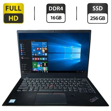 Ультрабук Б-класс Lenovo ThinkPad X1 Carbon 6th Gen / 14" (1920x1080) IPS Touch / Intel Core i7-8650U (4 (8) ядра по 1.9 - 4.2 GHz) / 16 GB DDR4 / 256 GB SSD / Intel UHD Graphics 620 / WebCam Ультрабук Б-класс Lenovo ThinkPad X1 Carbon 6th Gen / 14" (1920x1080) IPS Touch / Intel Core i7-8650U (4 (8) ядра по 1.9 - 4.2 GHz) / 16 GB DDR4 / 256 GB SSD / Intel UHD Graphics 620 / WebCam