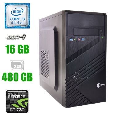Новий комп'ютер  Prime Qube QB05M U3 Tower / Intel Core i3-9100F (4 ядра по 3.6 - 4.2 GHz) / 16 GB DDR4 / 480 GB SSD / nVidia GeForce GT 710, 2 GB DDR5, 64-bit, 4x HDMI / 400W
