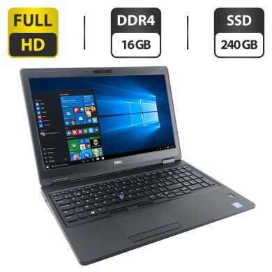 Ультрабук Dell Latitude 5590 / 15.6" (1920x1080) IPS / Intel Core i3-7130U (2 (4) ядра по 2.7 GHz) / 16 GB DDR4 / 240 GB SSD M.2 / Intel HD Graphics 620 / WebCam