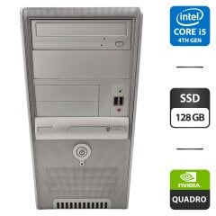 Компьютер NoName Tower / Intel Core i5-4460 (4 ядра по 3.2 - 3.4 GHz) / 8 GB DDR3 / 128 GB SSD / nVidia Quadro K600, 1 GB GDDR3, 128-bit / DVD-ROM