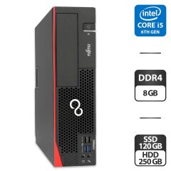 Компьютер Fujitsu Esprimo D757 E90 SFF / Intel Core i5-6400 (4 ядра по 2.7 - 3.3 GHz) / 8 GB DDR4 / 120 GB SSD + 250 GB HDD / Intel HD Graphics 530 / DVD-ROM