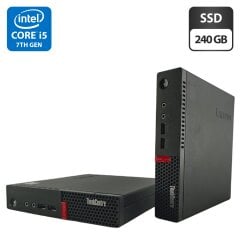 Неттоп Lenovo ThinkCentre M710q Tiny USFF / Intel Core i5-7400T (4 ядра по 2.4 - 3.0 GHz) / 4 GB DDR4 / 240 GB SSD / Intel HD Graphics 630 / VGA / Блок живлення
