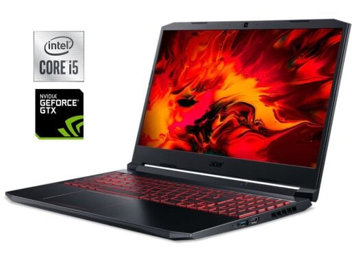 Ігровий ноутбук Acer Nitro 5 AN515-55 / 15.6" (1920x1080) IPS / Intel Core i5-10300H (4 (8) ядра по 2.5 - 4.5 GHz) / 16 GB DDR4 / 512 GB SSD / nVidia GeForce GTX 1650 Ti, 4 GB GDDR6, 128-bit / WebCam / Win 11 Home