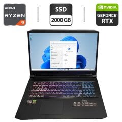 Игровой ноутбук Acer Nitro 5 AN517-41 / 17.3" (1920x1080) IPS / AMD Ryzen 9 5900HX (8 (16) ядер по 3.3 - 4.6 GHz) / 32 GB DDR4 / 2000 GB SSD / nVidia GeForce RTX 3080, 8 GB GDDR6, 256-bit / WebCam / Коробка