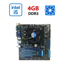 Комплект: Материнская плата Asus P7H55-M LE / LGA1156 / Intel Core i5-750 (4 ядра по 2.66GHz) / 4 GB DDR3 / Intel HD Graphics + Кулер