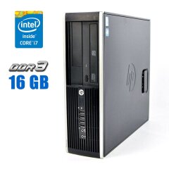 Комп'ютер Б-клас HP Compaq 8300 Elite SFF / Intel Core i7-3770 (4 (8) ядра по 3.4 - 3.9 GHz) / 16 GB DDR3 / 120 GB SSD + 500 GB HDD / Intel HD Graphics 4000 / DVD-ROM