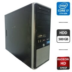 Комп'ютер Б-клас Tarox Tower / Intel Core i7-2600K (4 (8) ядра по 3.4 - 3.8 GHz) / 8 GB DDR3 / 500 GB HDD / AMD Radeon HD 7470, 1 GB GDDR3, 64-bit / DVD-ROM / 350W