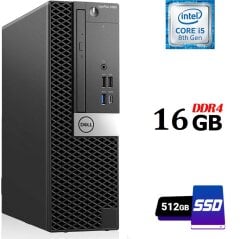 Компьютер Б-класс Dell OptiPlex 5060 SFF / Intel Core i5-8500 (6 ядер по 3.0 - 4.1 GHz) / 16 GB DDR4 / 512 GB SSD / Intel UHD Graphics 630 / DVD-ROM / DisplayPort