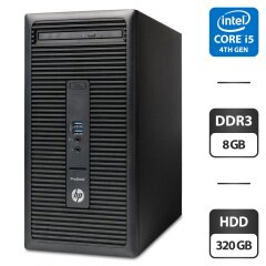 Компьютер HP ProDesk 400 G2 Tower / Intel Core i5-4460 (4 ядра по 3.2 - 3.4 GHz) / 8 GB DDR3 / 320 GB HDD / Intel HD Graphics 4600 / DVD-ROM / 350W