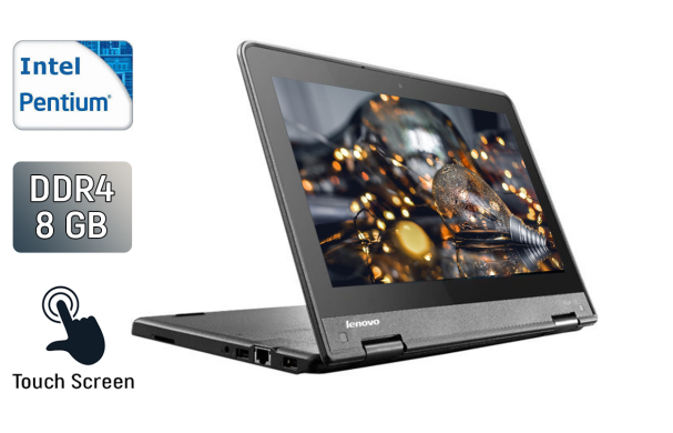 Нетбук-трансформер Б-клас Lenovo ThinkPad Yoga 11e / 11.6" (1366x768) TN Touch / Intel Pentium Silver N5000 (4 ядра по 1.1 - 2.7 GHz) / 8 GB DDR4 / 256 GB SSD / Intel UHD Graphics 605 / WebCam / HDMI