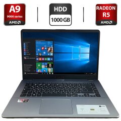 Ноутбук Asus VivoBook 15 X505 / 15.6" (1366x768) TN / AMD A9-9420 (2 ядра по 3.0 - 3.6 GHz) / 8 GB DDR3 / 1000 GB HDD / AMD Radeon R5 M230, 2 GB GDDR3, 64-bit / WebCam / HDMI